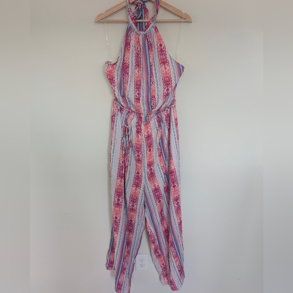 NEW Savanna Jane Women's Plus Size 1X Boho Jumpsuit Playsuit Colorful Halter